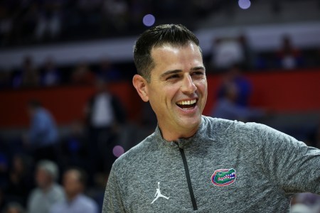 Florida head coach Todd Golden is all smiles on the sidelines