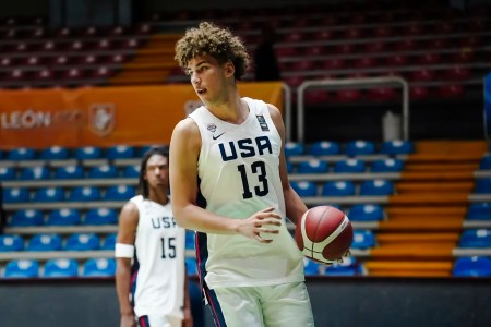Team USA's Darius Wabbington participating in pregame warm-ups