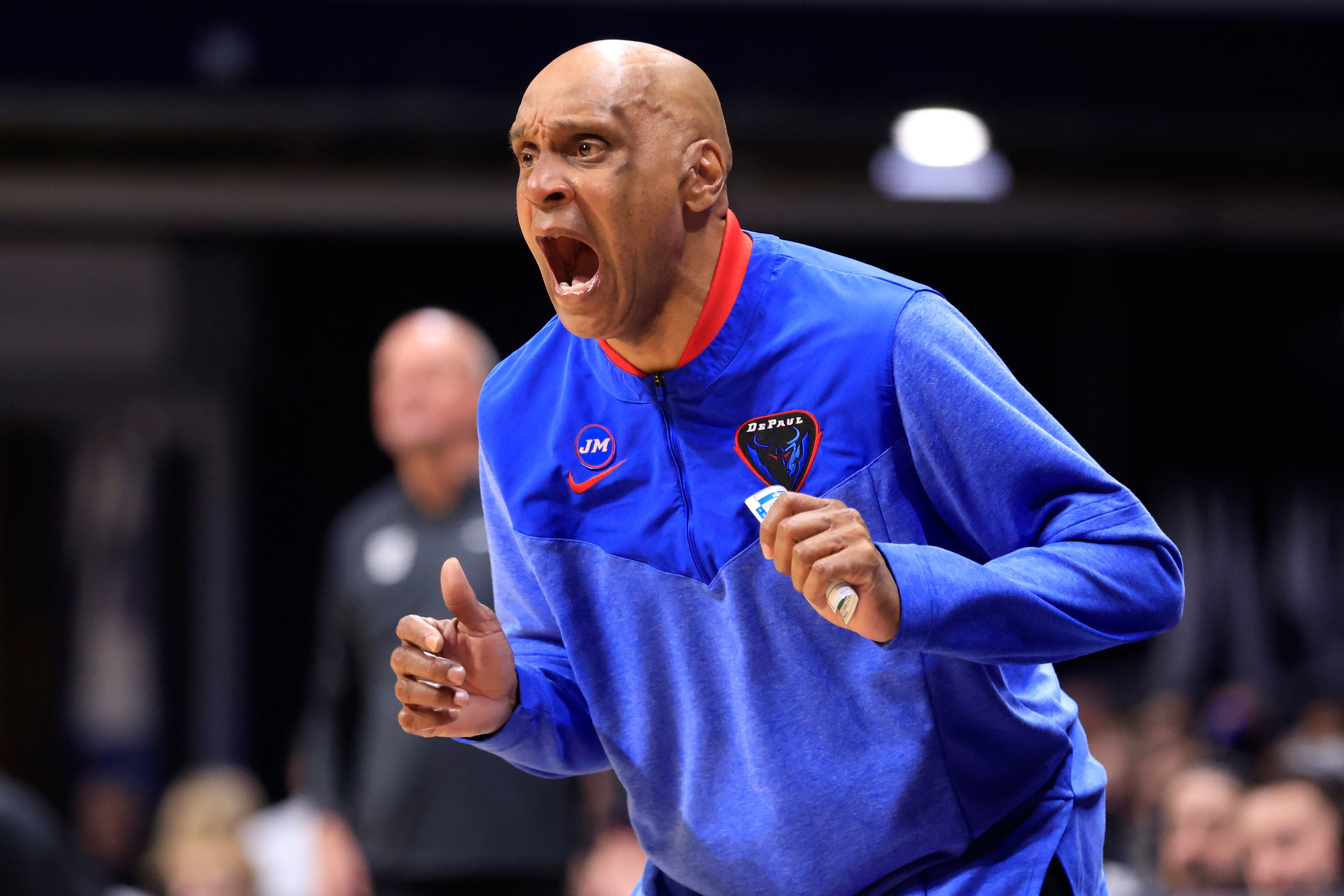 Tony Stubblefield shouts instructions from the sidelines during his time as head coach of DePaul