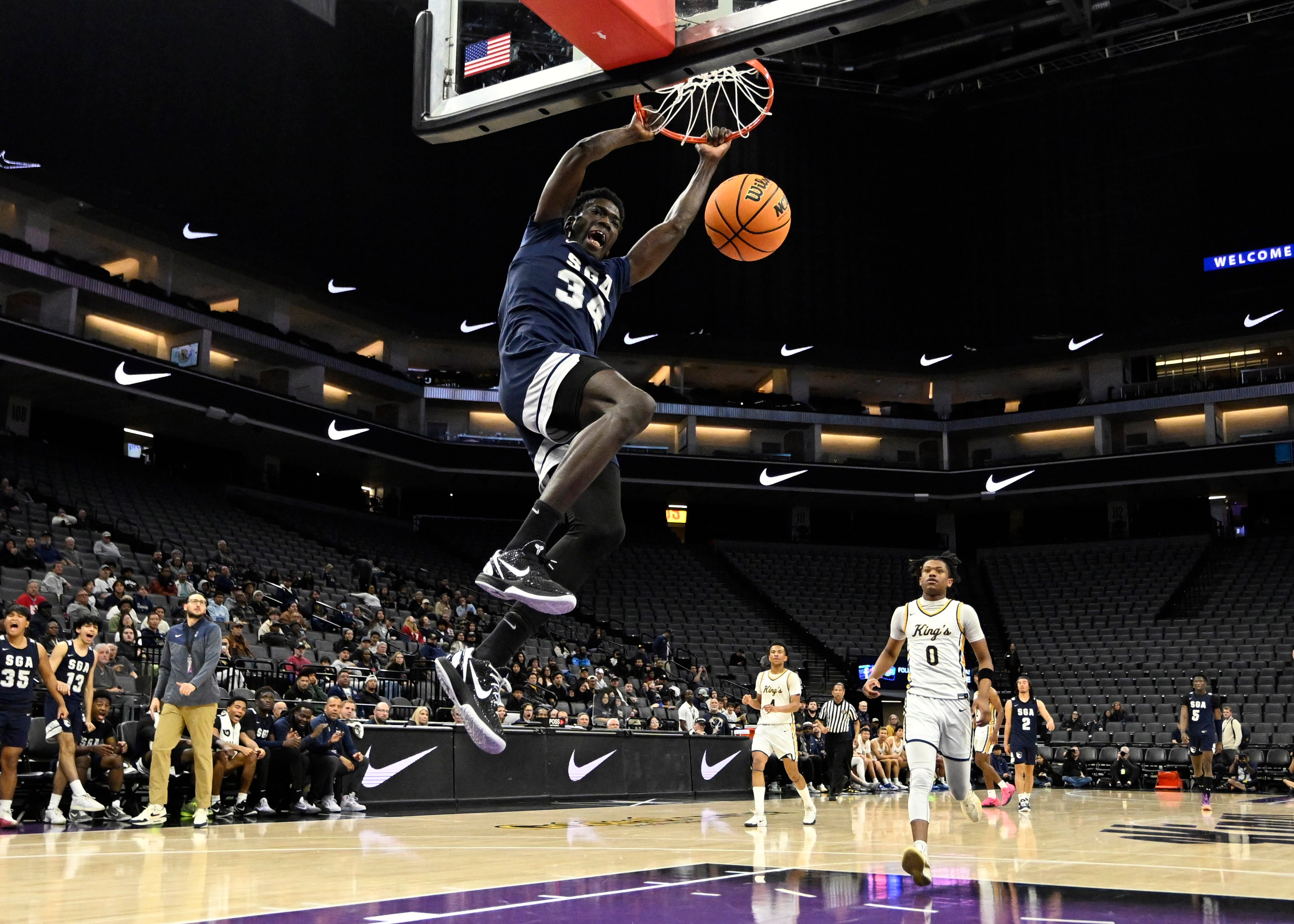 Mahamadou Diop throws down a dunk for San Gabriel Academy