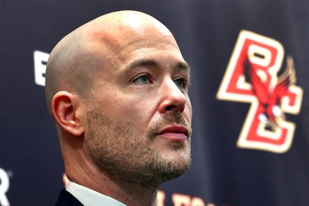 Close up of Boston College head coach Luke Murray