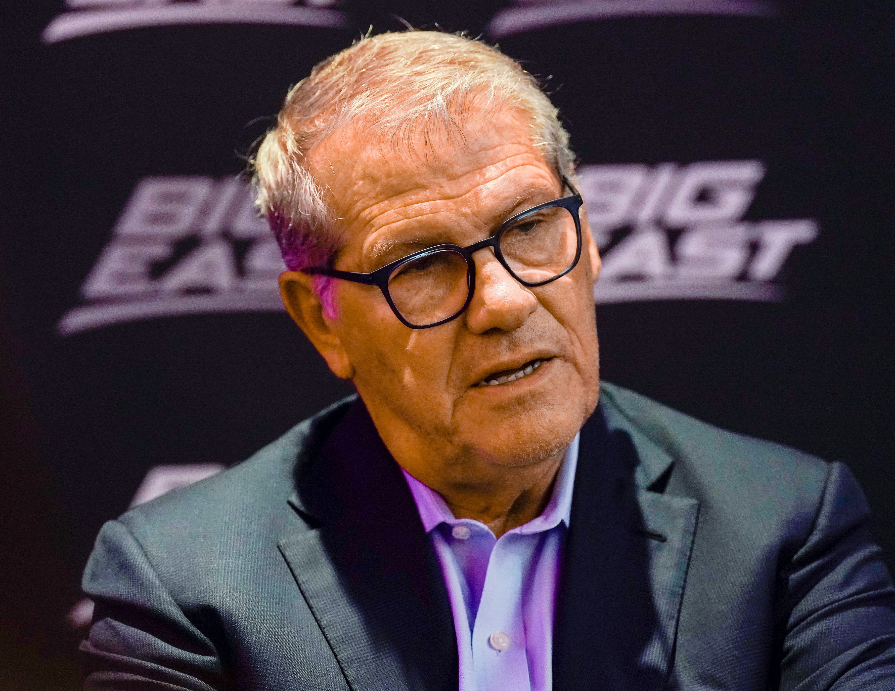 UConn coach Geno Auriemma speaking at 2026 Big East Media Day